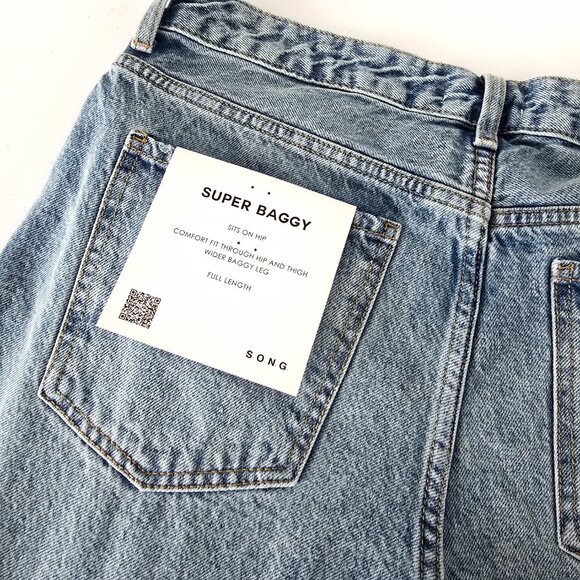 NWT S.O.N.G. Wide Leg Baggy Jeans Light Wash Size 28 - Picture 5 of 8